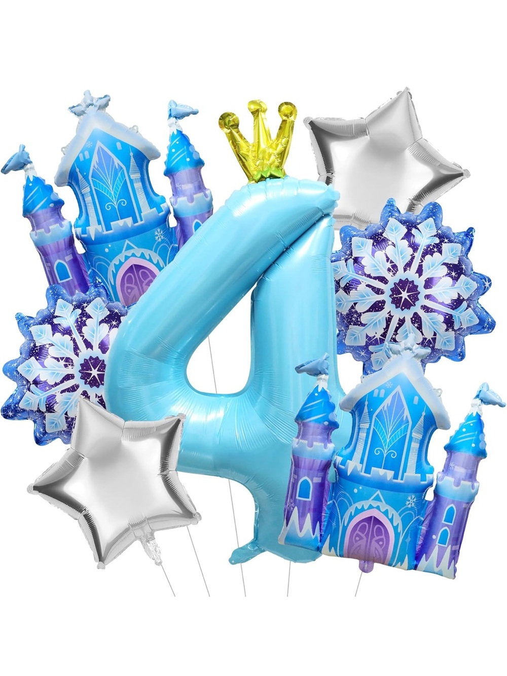 Blue Frozen Castle Number 4 Balloon Party Set - Brand